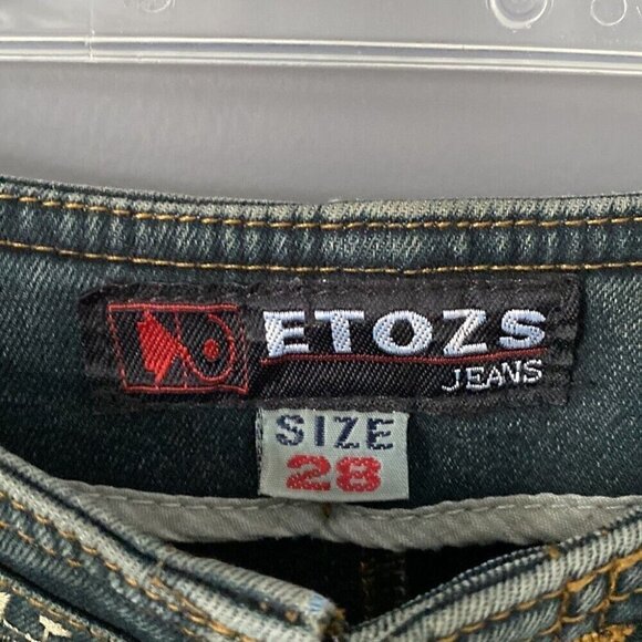 Rare Y2K Flare Jeans Sz 28 "WORKing Girl" Embroidered Statement Denim - Picture 6 of 14